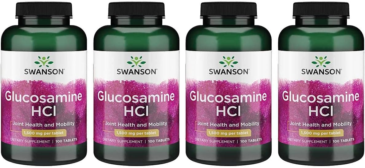 4 Pack Swanson Glucosamine Hcl 1500mg 100 Tablets - Joint Health Support Supplement