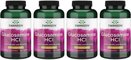 4 Pack Swanson Glucosamine Hcl 1500mg 100 Tablets - Joint Health Support Supplement