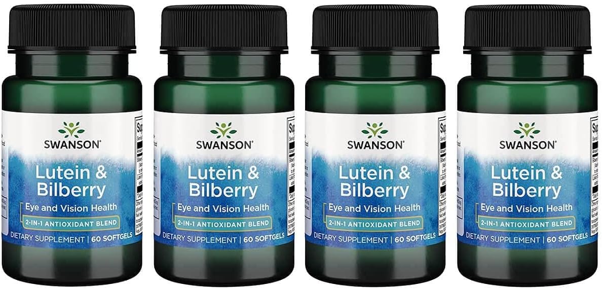 4 Pack Swanson Standardized Lutein & Bilberry Softgels for Eye Health
