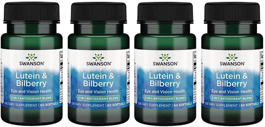 4 Pack Swanson Standardized Lutein & Bilberry Softgels for Eye Health