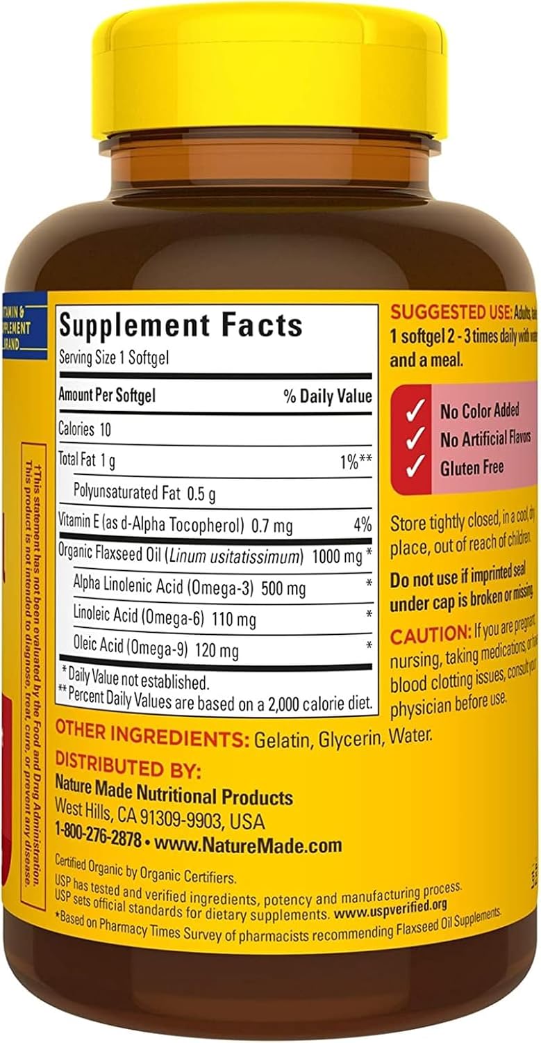 4 Packs of Nature Made Flaxseed Oil 1000mg Liquid Softgels - 100 Softgels per Pack