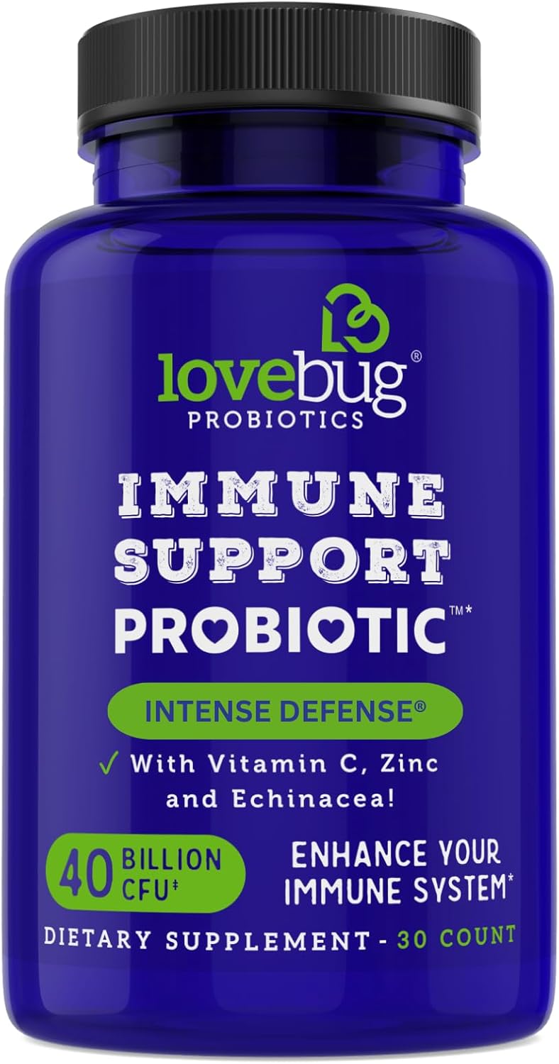 40 Billion CFU Probiotic with Vitamin C, Zinc & Echinacea for Immune Support - 30 Capsules, Vegan & Non-GMO
