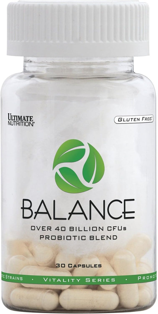 40 Billion CFU Ultimate Nutrition Balance Probiotic for Women and Men | 9 Strains, 30 Capsules - Gluten Free, Non-GMO | Antioxidant Support | 30 Day Supply