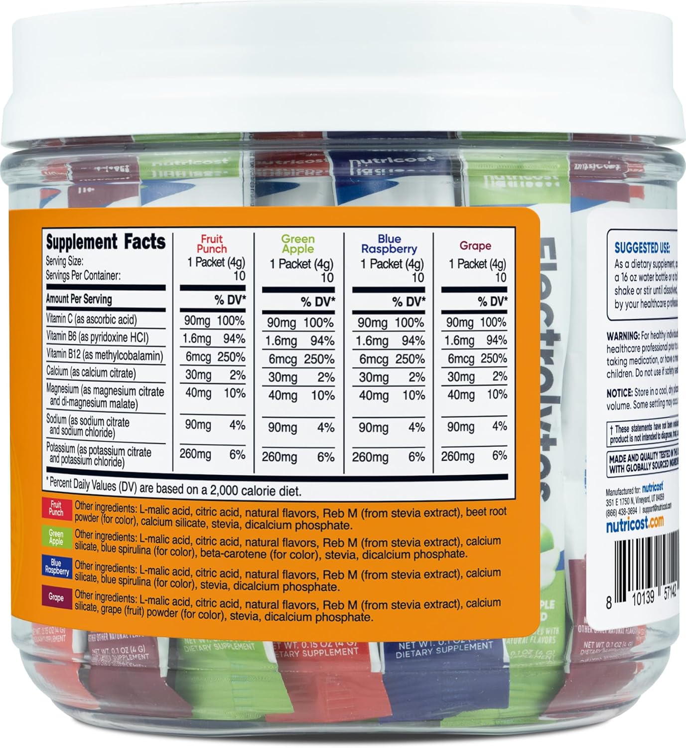 40 Stickpacks of Nutricost Electrolytes Complex, Variety Pack Flavored - Ultimate Hydration Solution