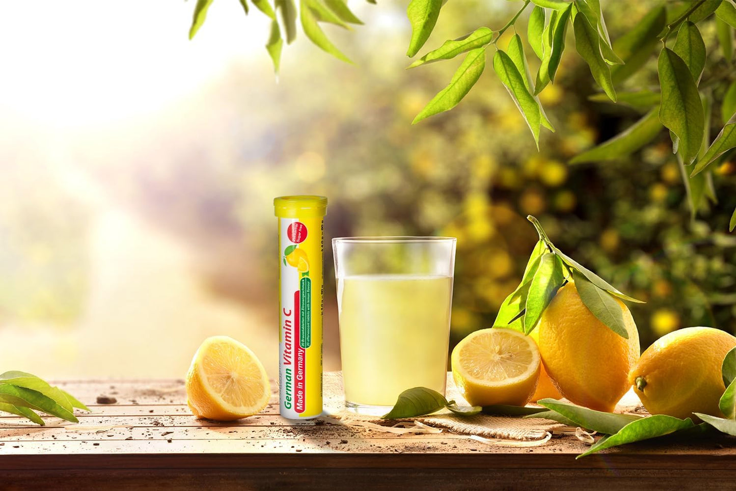 40 Vegan Lemon Lime Flavor Effervescent Vitamin C Tablets 180mg - T&D German Made in Germany