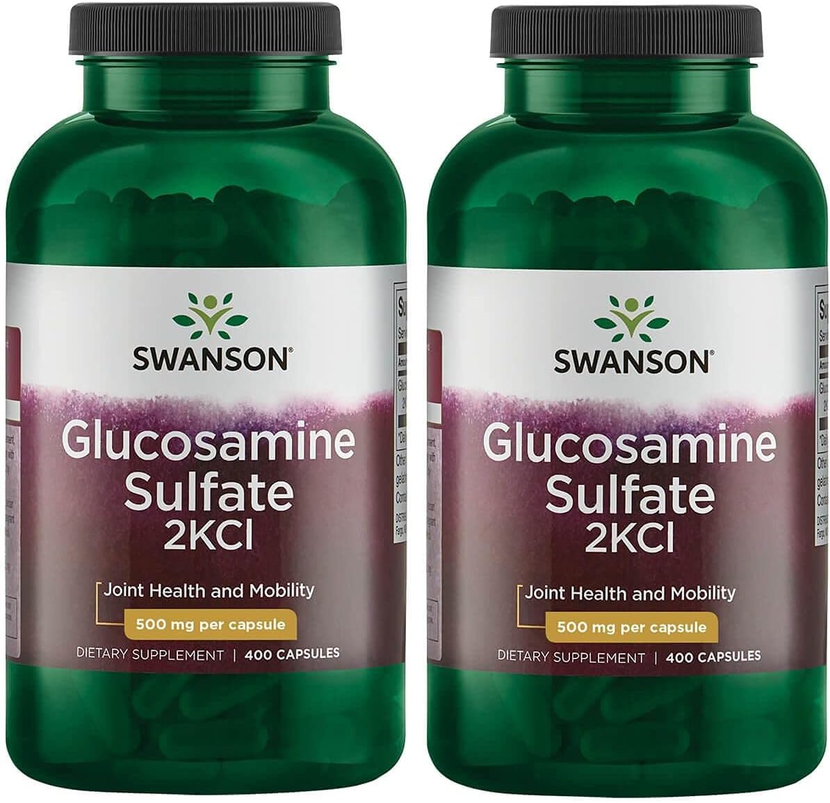 400 Caps of Swanson Premium Brand Glucosamine Sulfate 2Kcl 500 mg in a 2 Pack