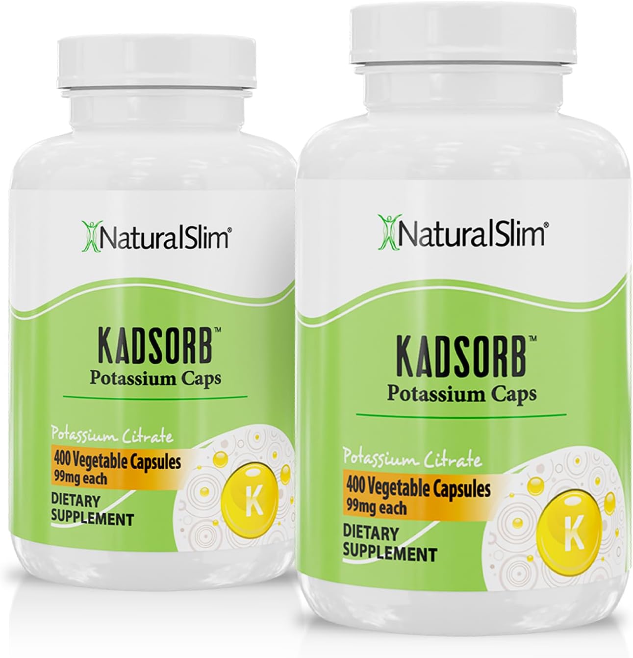 400 Capsules of RelaxSlim Natural Potassium Citrate Gluconate 99mg - Kadsorb for Electrolyte Balance - Non GMO Essential Mineral Supplement Pack