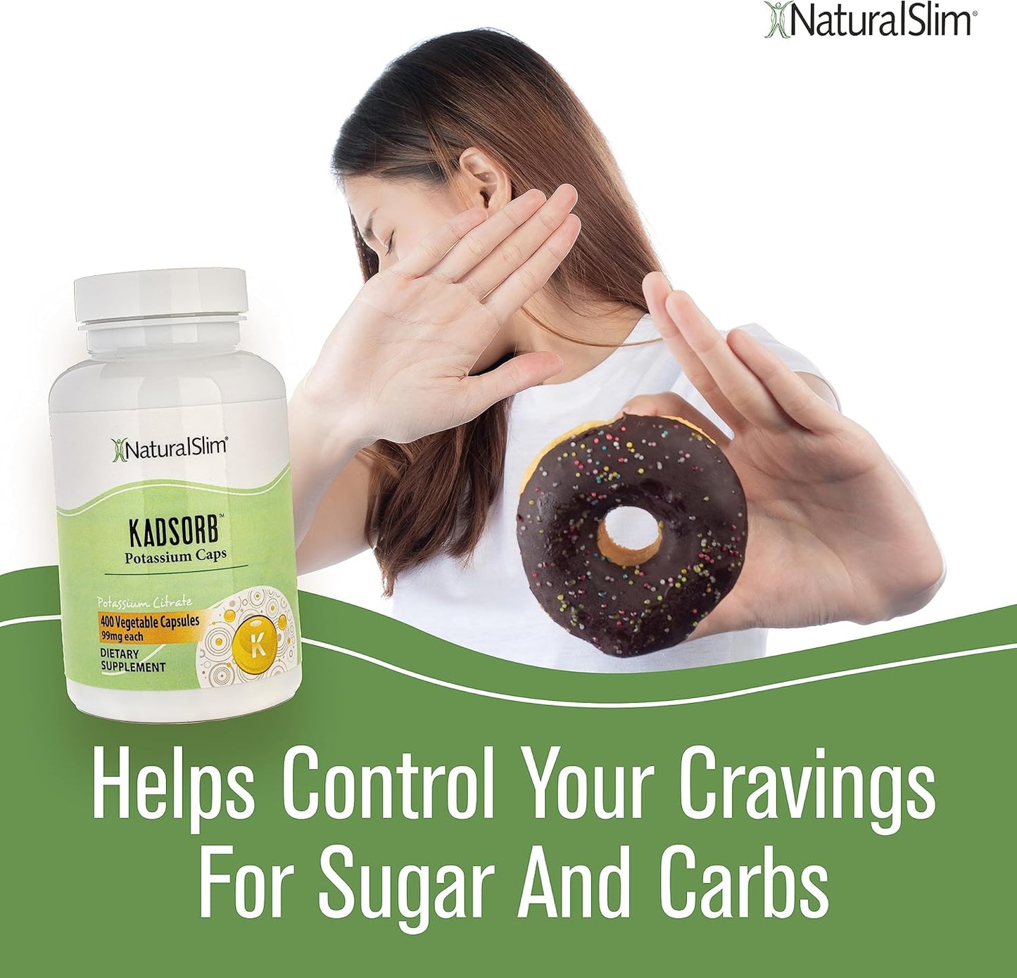 400 Capsules of RelaxSlim Natural Potassium Citrate Gluconate 99mg - Kadsorb for Electrolyte Balance - Non GMO Essential Mineral Supplement Pack