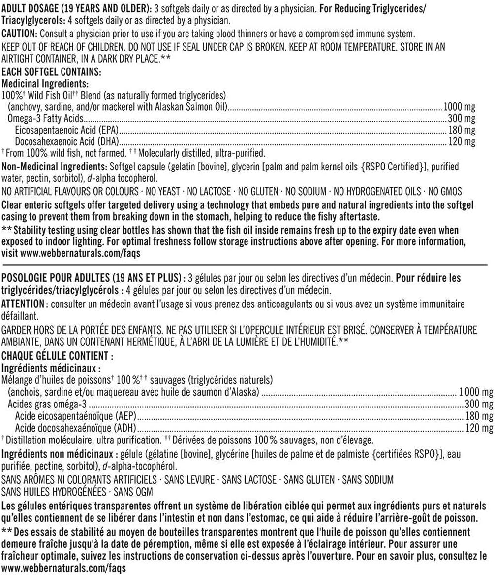 400 Softgels of Kirkland Signature Wild Fish Oil Blend with Alaskan Salmon Oil, 1000mg - Imported from Canada