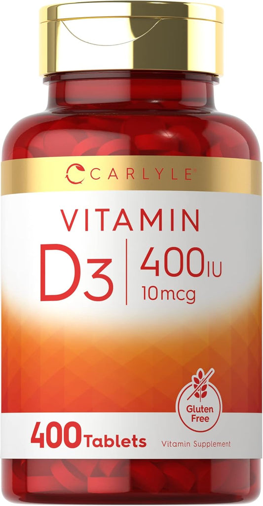 400 Tablets Carlyle Vitamin D3 Supplement | 400iu (10mcg) | Vegetarian, Non-GMO, Gluten Free