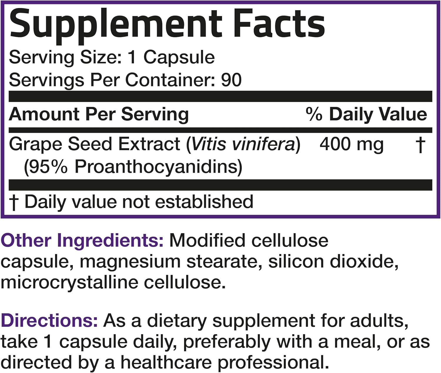 400mg Bronson Grape Seed Extract - Powerful Antioxidant & Immune Booster - 95% Proanthocyanidins - Non-GMO, 90 Veg Caps