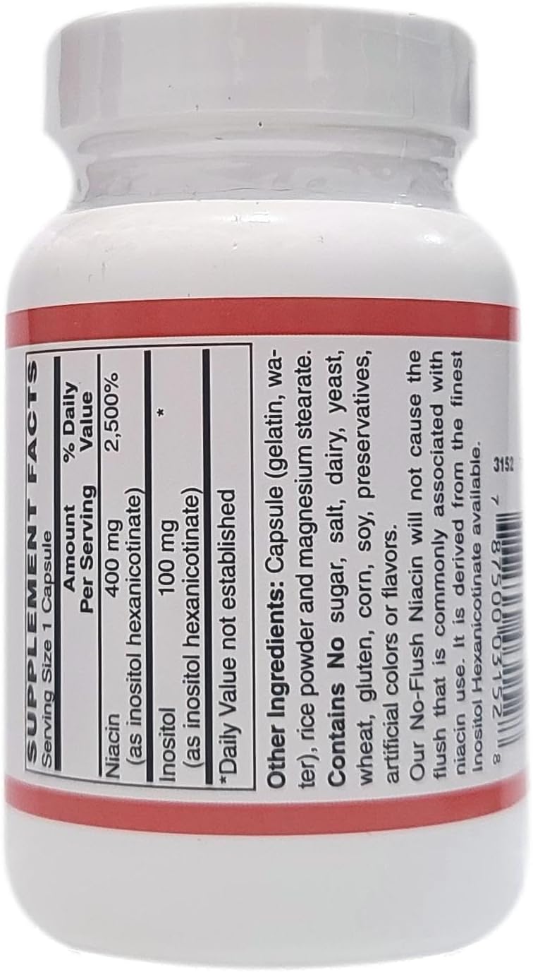 400mg Holistic Health No-Flush Niacin Capsules - 100 Count