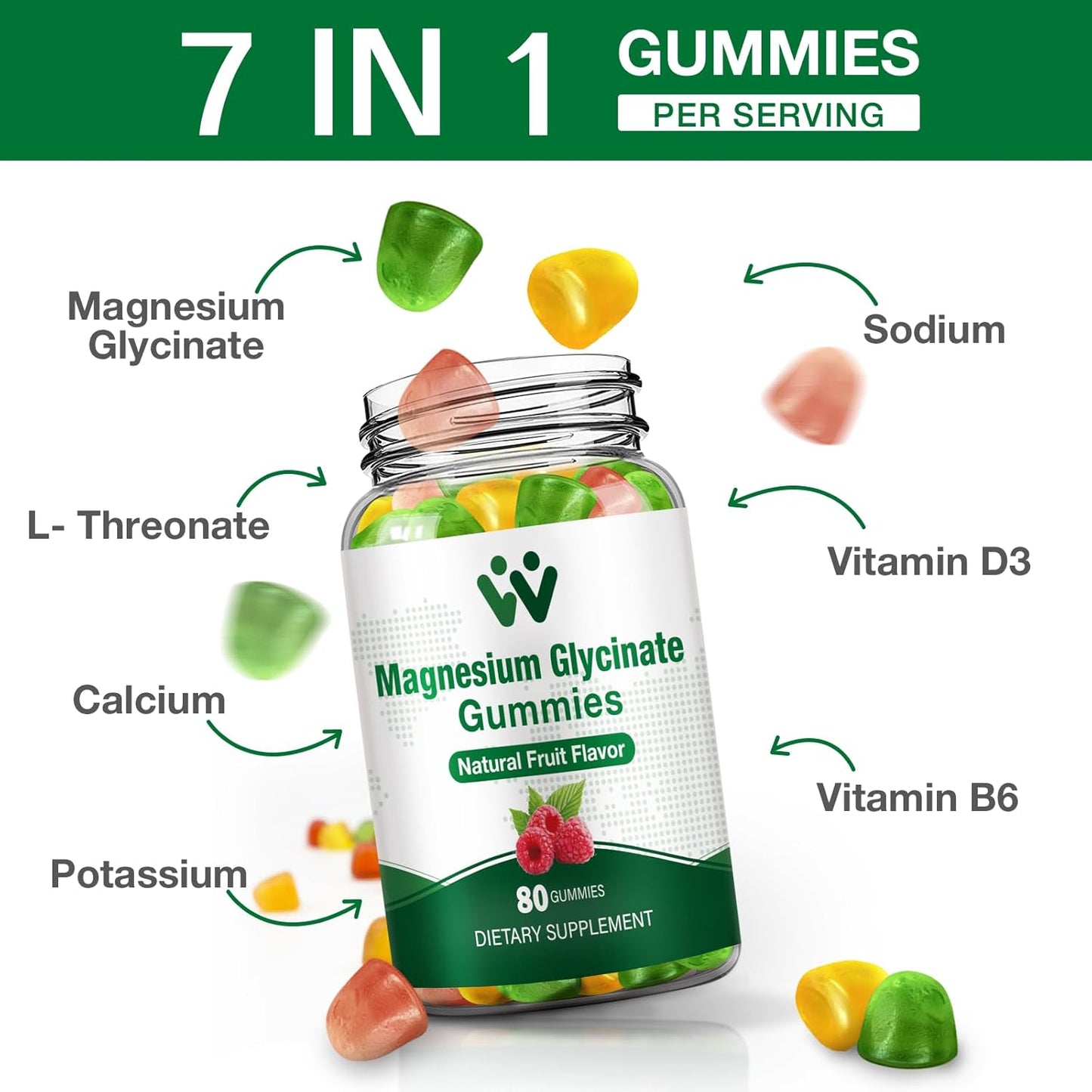 400mg Magnesium Glycinate Gummies for Sleep, Stress & Muscle Relief - Vegan Calm Chews with Vitamin D, B6 - 2 Pack