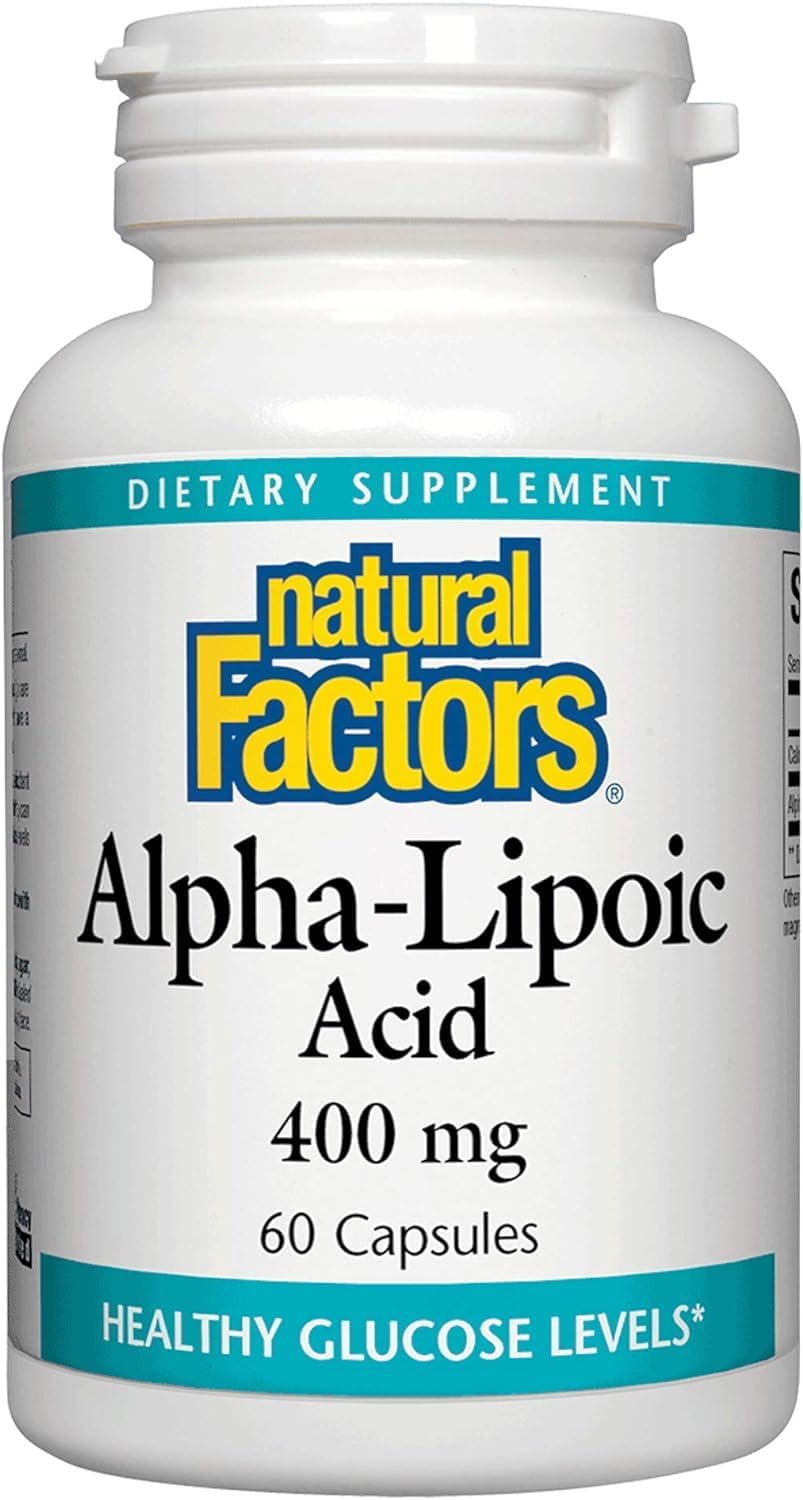400mg Natural Factors Alpha-Lipoic Acid Capsules for Whole Body Antioxidant Support (60 Count)