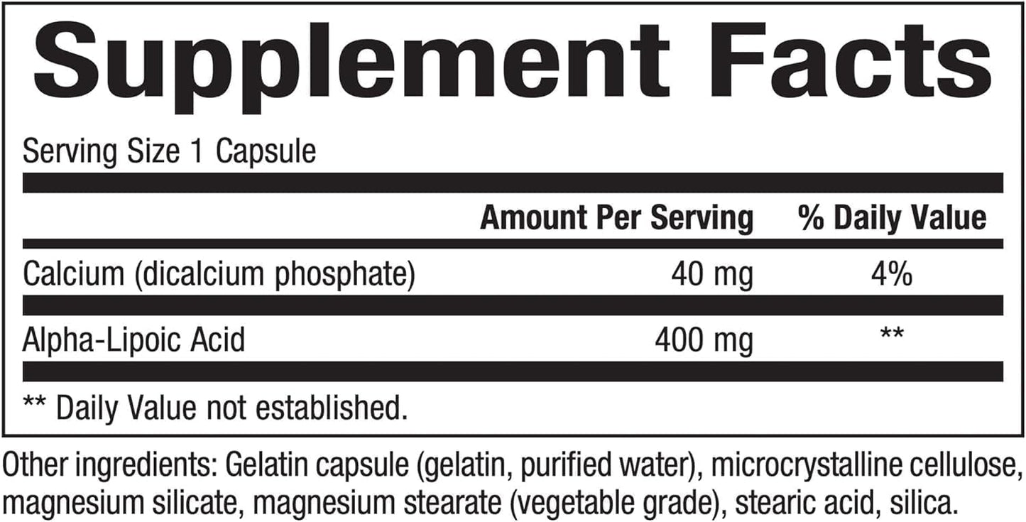 400mg Natural Factors Alpha-Lipoic Acid Capsules for Whole Body Antioxidant Support (60 Count)