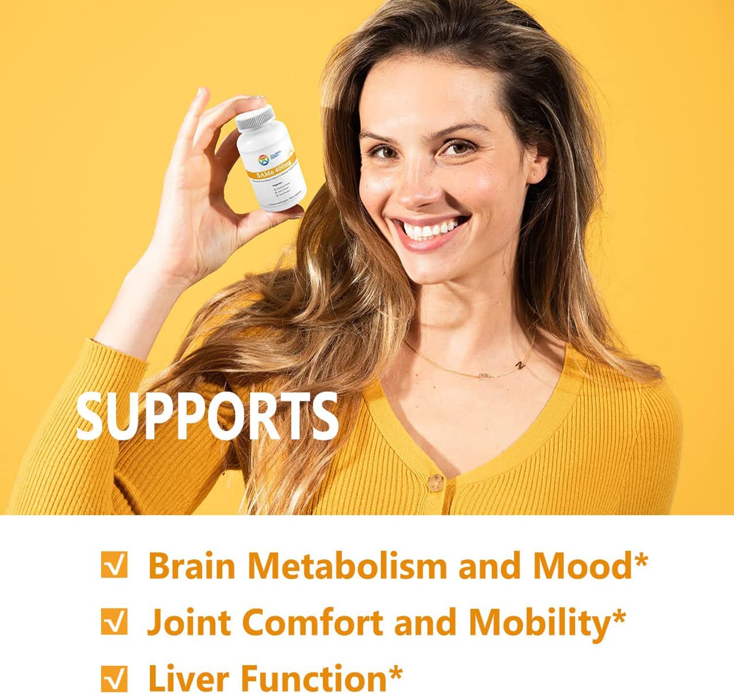 400mg SAM-e Supplement with Vitamin B6 and B12 for Mood and Joint Support - Vegan, Non-GMO, Gluten-Free - 60 Enteric Coated Capsules