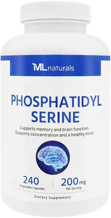 Natural Memory Support Supplement - Phosphatidyl Serine 200 mg 240 Capsules, Brain Function & Cognitive Health, Non-GMO