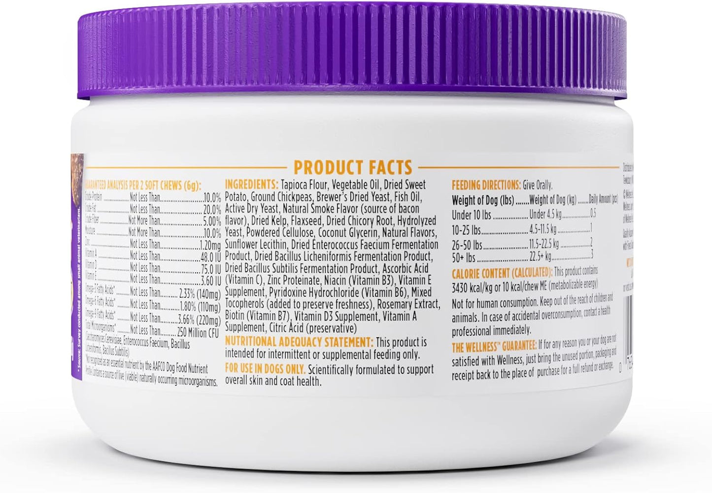 45-Count Bacon Flavored Soft Chew Skin & Coat Supplements for Dogs by Wellness Barkin