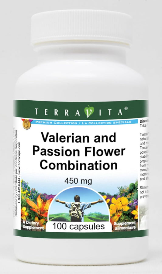 450 mg Terravita Valerian and Passion Flower Combination Capsules - Pack of 100