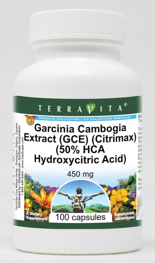 450mg Terravita Garcinia Cambogia Extract Capsules with 50% HCA - 100 Count