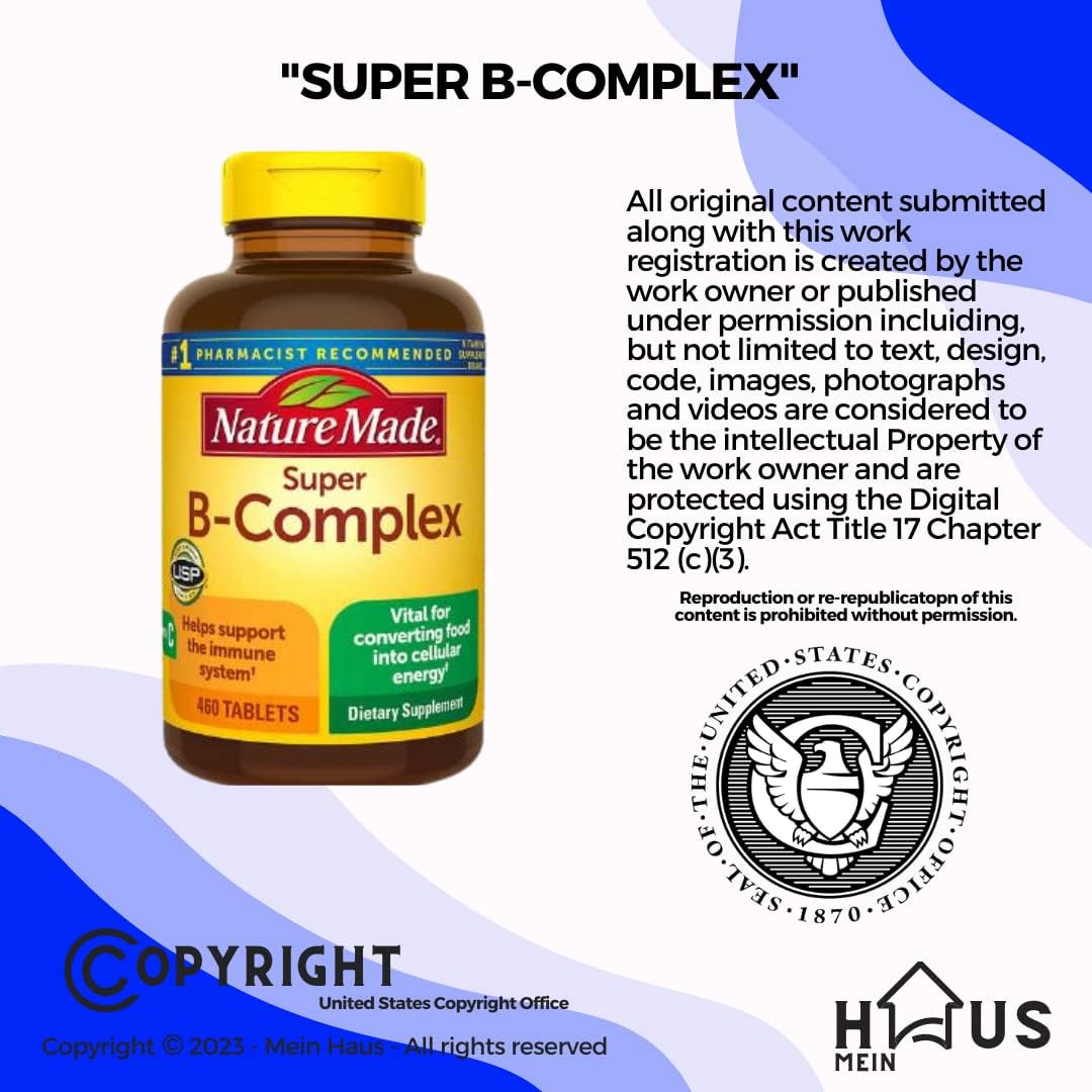 460 Tablets MEIN HAUS Nature Made Super B Energy Complex Dietary Supplement for Brain Cell Function & Nervous System Support