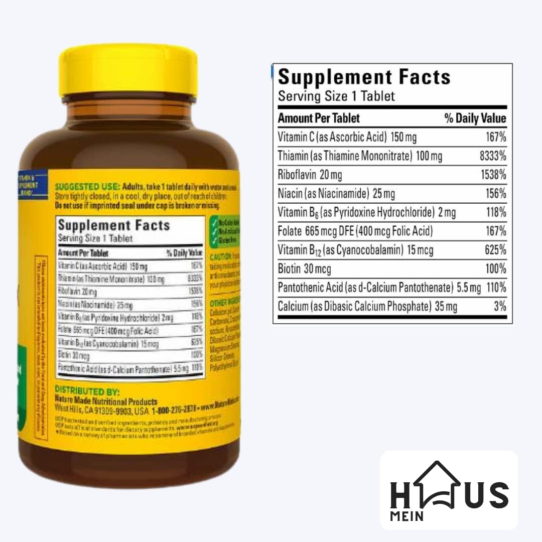 460 Tablets MEIN HAUS Nature Made Super B Energy Complex Dietary Supplement for Brain Cell Function & Nervous System Support