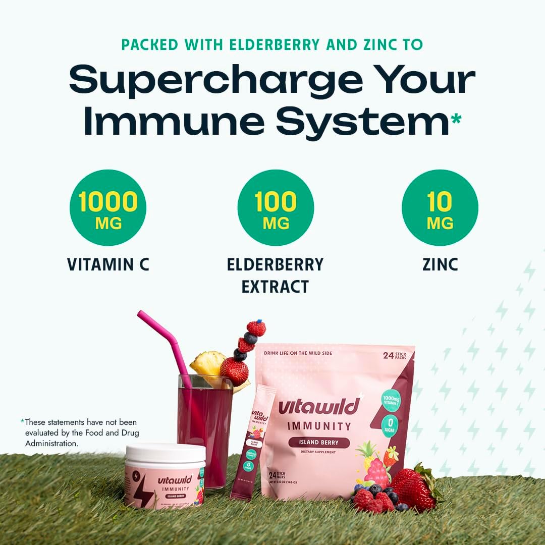 48-Pack Immunity and Hydration Electrolyte Drink Bundle with Elderberry, Vitamin C, Zinc, and More