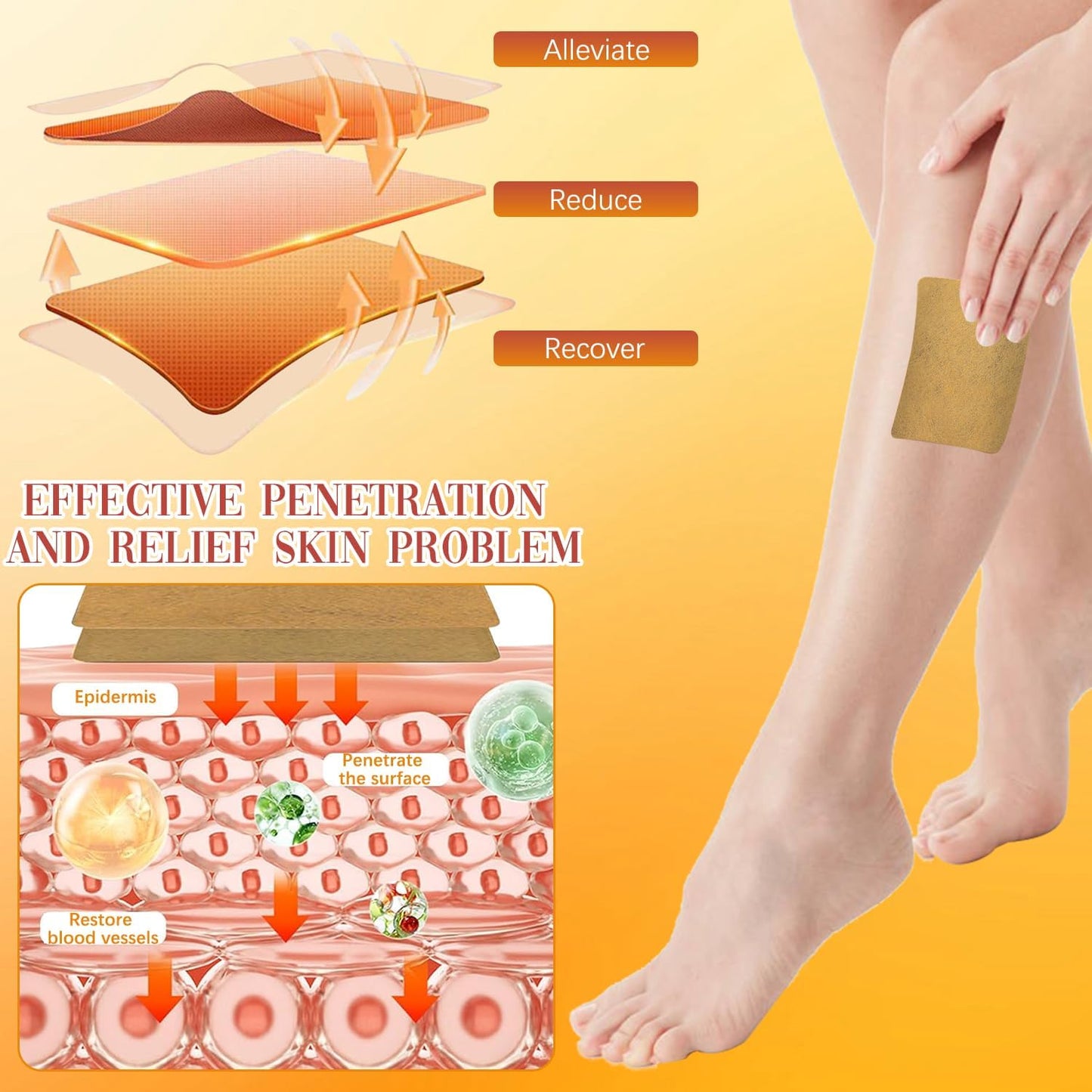 48 pcs Turmeric Varicose Vein Patches - Natural Relief for Leg Veins in Women and Men