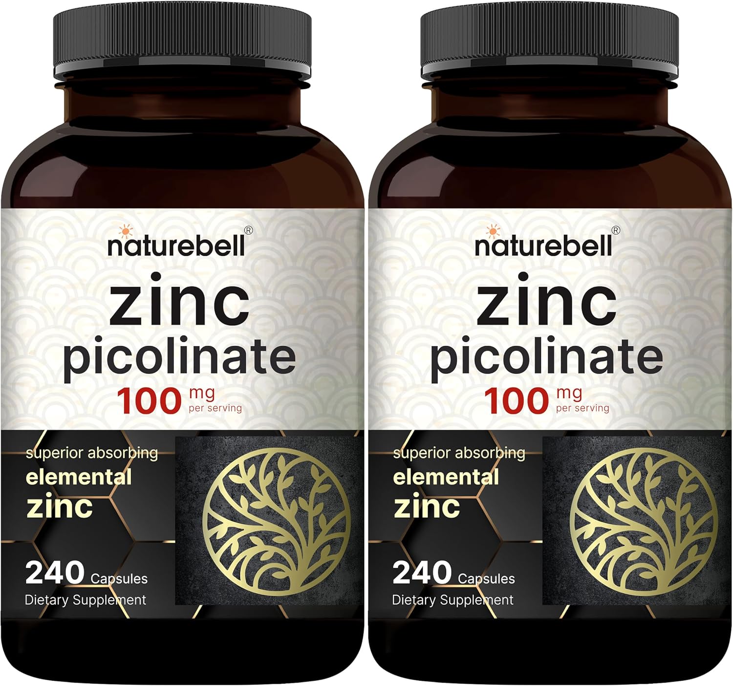 480 Count NatureBell Zinc Picolinate 100mg Capsules for Immune System & Enzyme Support