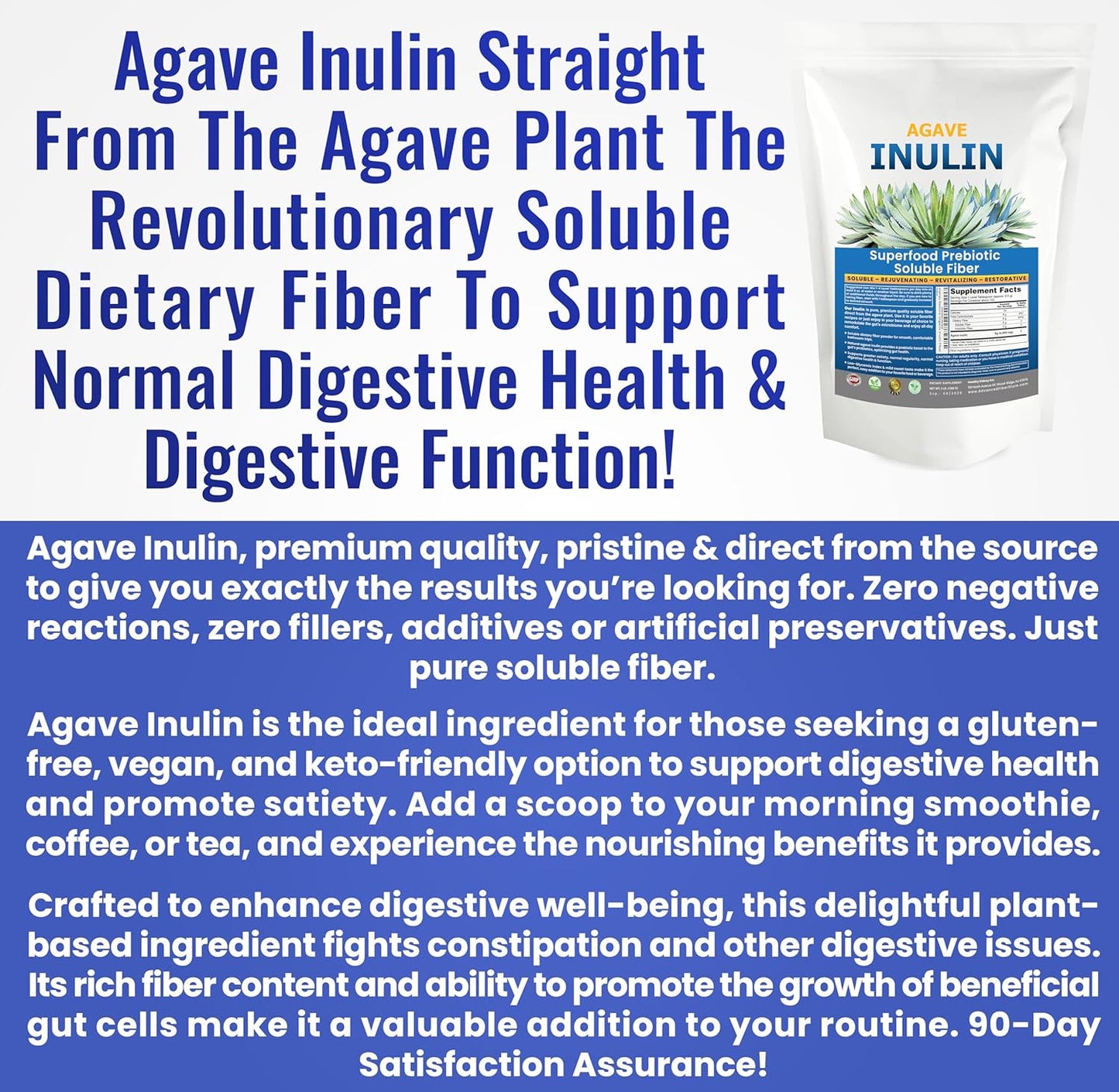 48oz Kidney Restore Inulin Powder: Vegan Prebiotic Soluble Fiber for Digestive Health & Gut Support
