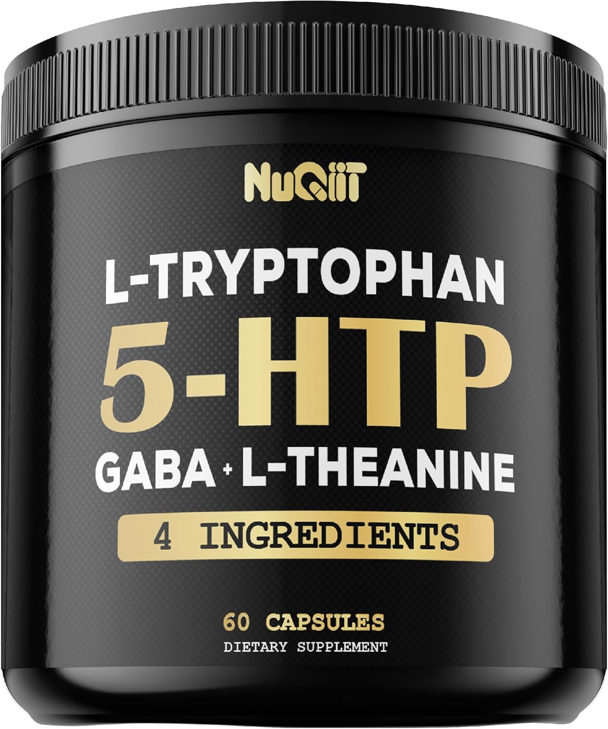 4in1 Premium Blend Supplement for Brain, Circulation, Concentration, and Sleep - 60 Capsules - NUQIIT 5 HTP 200mg GABA 500mg L-Theanine 200mg L-Tryptophan 100mg - Supports Overall Health