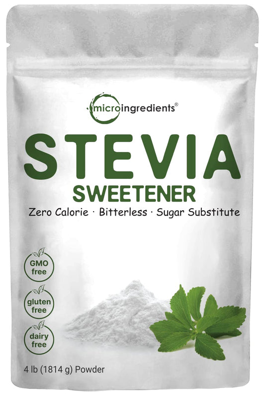 4lb Micro Ingredients Stevia Sweetener Powder with Erythritol | Keto, 0 Calorie, Low Carb, Sugar Substitute | Natural, Bitterless, Non-GMO, Vegan