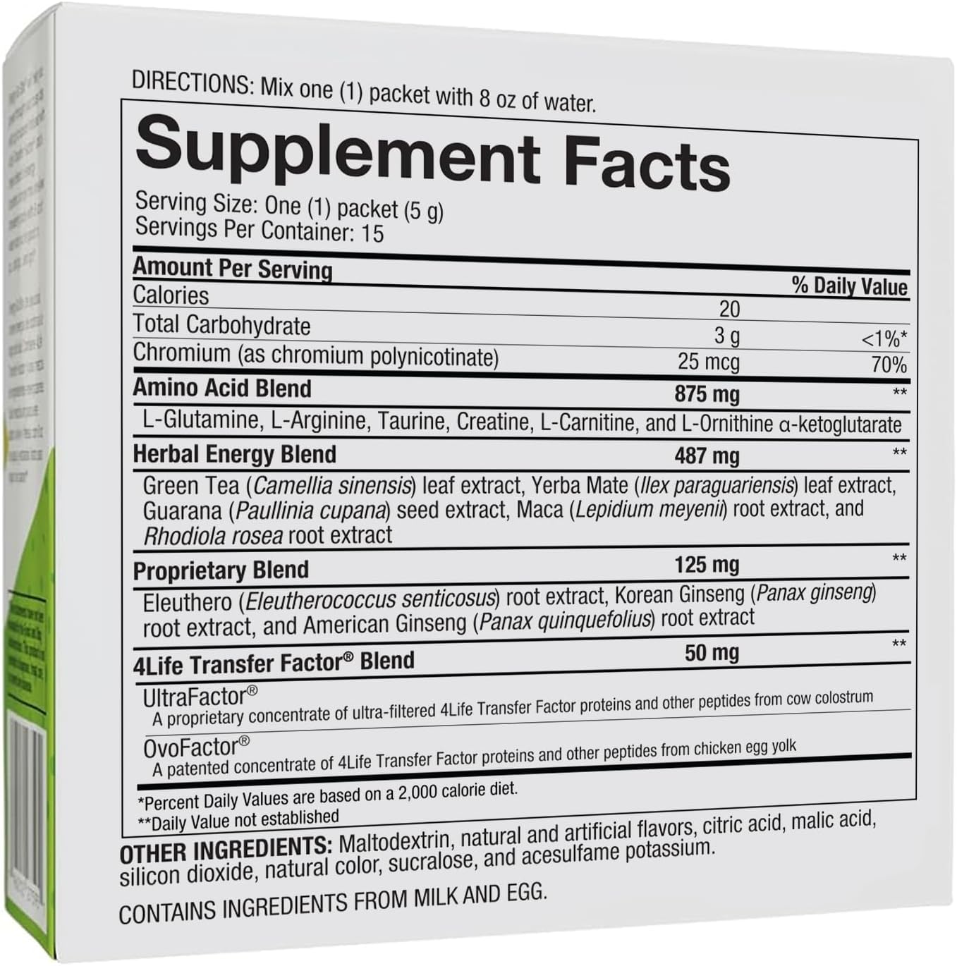 4Life Energy Go Stix - Natural Caffeine Drink Mix with Guarana, Maca, Yerba Mate, and Green Tea - Kiwi Strawberry Flavor - 15 Packets