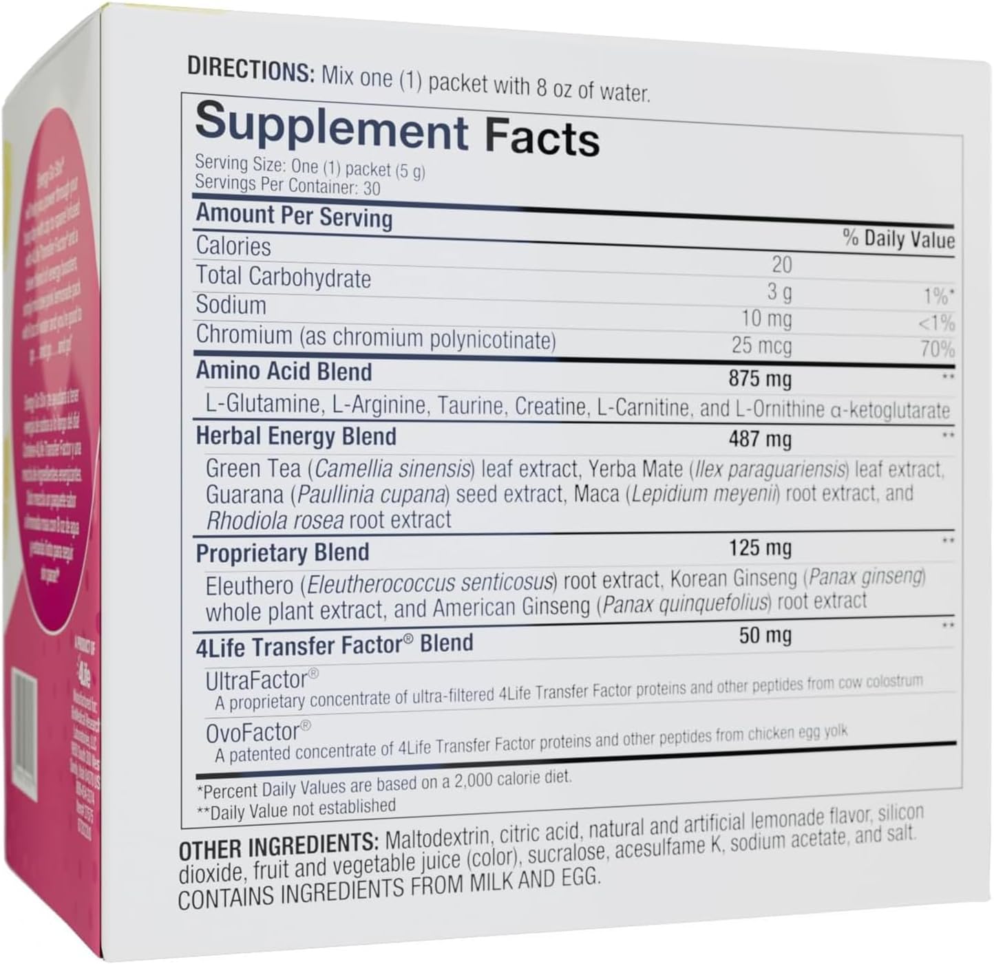 4Life Energy Go Stix Pink Lemonade Drink Mix - 30 Packets, Guarana, Maca, Yerba Mate, Green Tea Extract