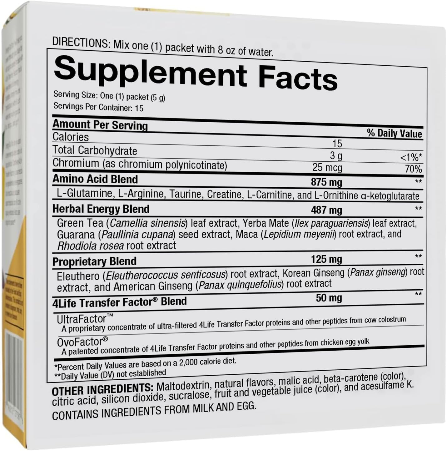 4Life Energy Go Stix: Tropical Flavor Energy Drink Mix with Guarana, Maca, Yerba Mate, and Green Tea - 15 Packets