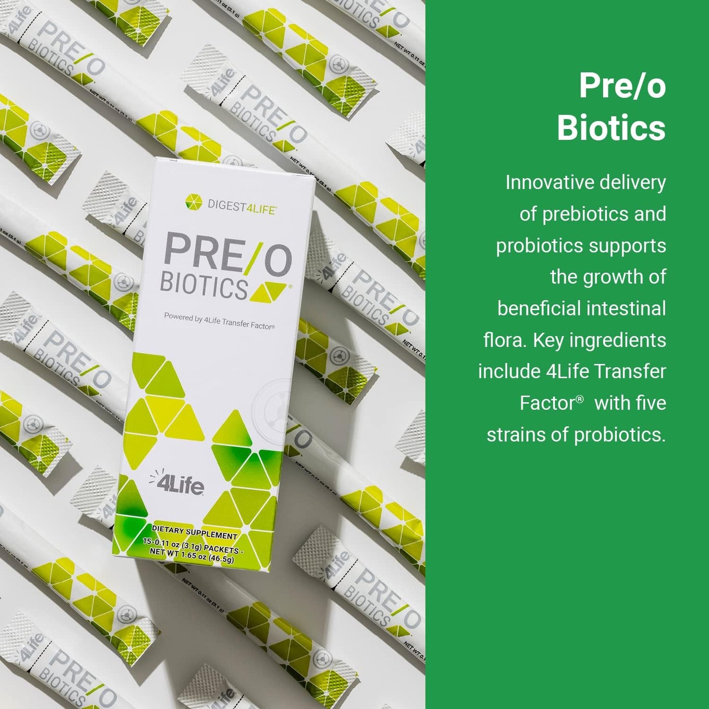4Life Pre/o Biotics: Gut Health Digestive Supplement, 15 Packets - Boost Microbiome and Immune System with Prebiotic and Probiotic Blend