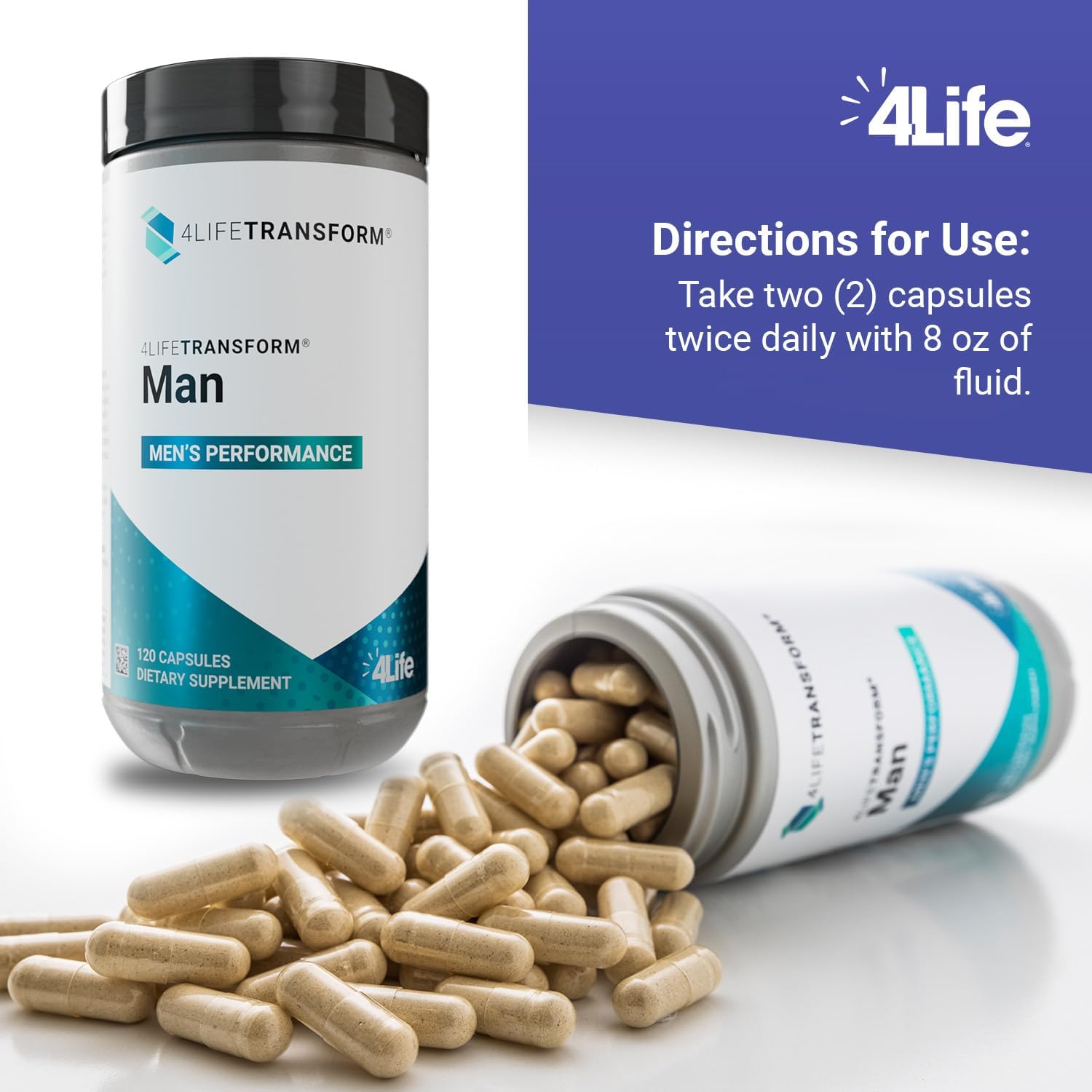 4Life Transform Man - Men's Sexual Performance & Vitality Supplement - Boosts Nitric Oxide, Energy, & Well-Being - L-Citrulline, Vitamin D3, & Korean Ginseng - 120 Capsules