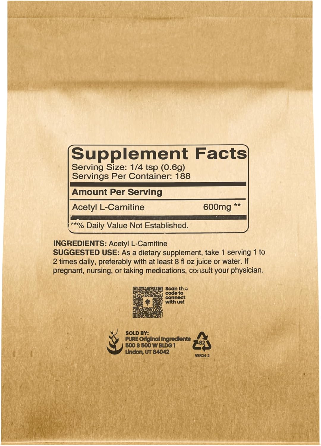 4oz Acetyl L-Carnitine ALCAR Amino Acid Powder Supplement - Pure Original Ingredients