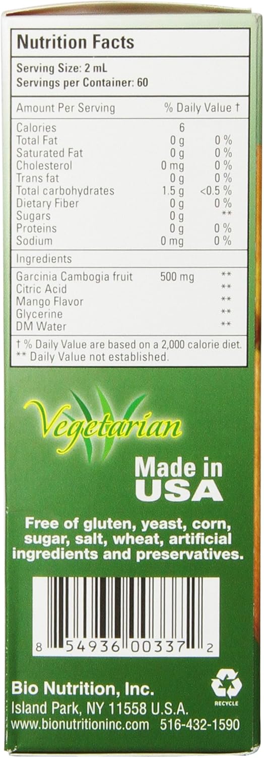 4oz Bio Nutrition Garcinia Cambogia Extract | 500mg Garcinia | 300mg HCA | Gluten Free | 48 Servings