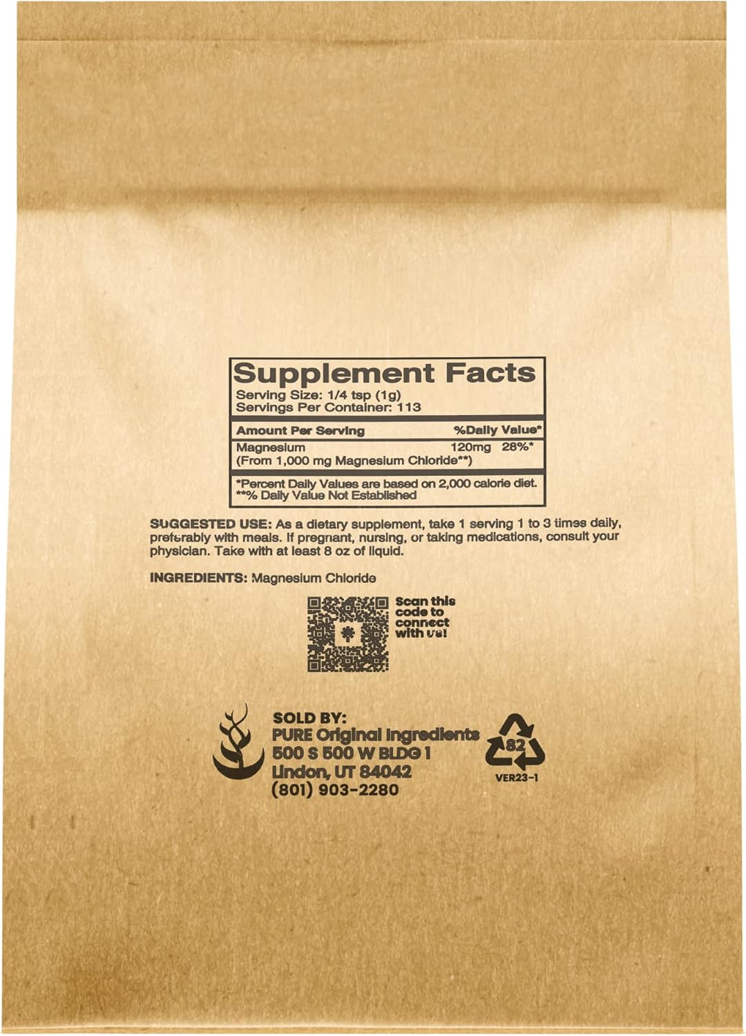 4oz Pure Magnesium Chloride Crystal Powder Supplement - Food Grade Magnesium Supplement