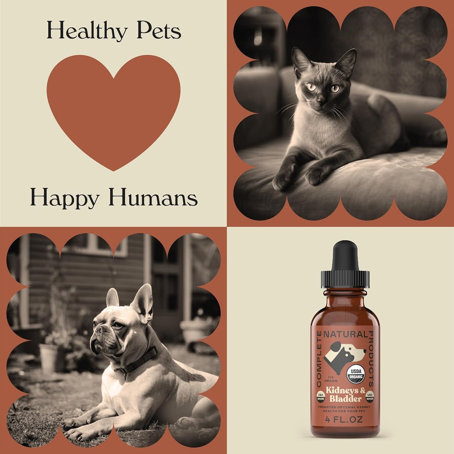 4oz Pure Organic Kidney & Bladder Concentrate for Pets - Complete Natural Products