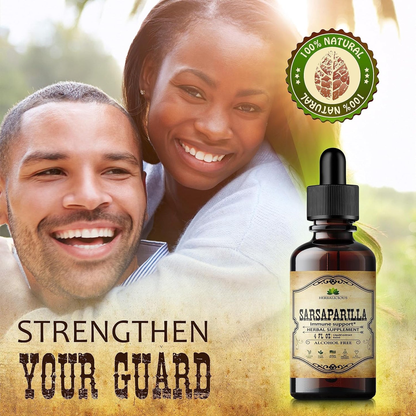 4oz Sarsaparilla Extract - Herbal Supplement for Immunity & Skin - Non-GMO, Gluten-Free - Made in USA