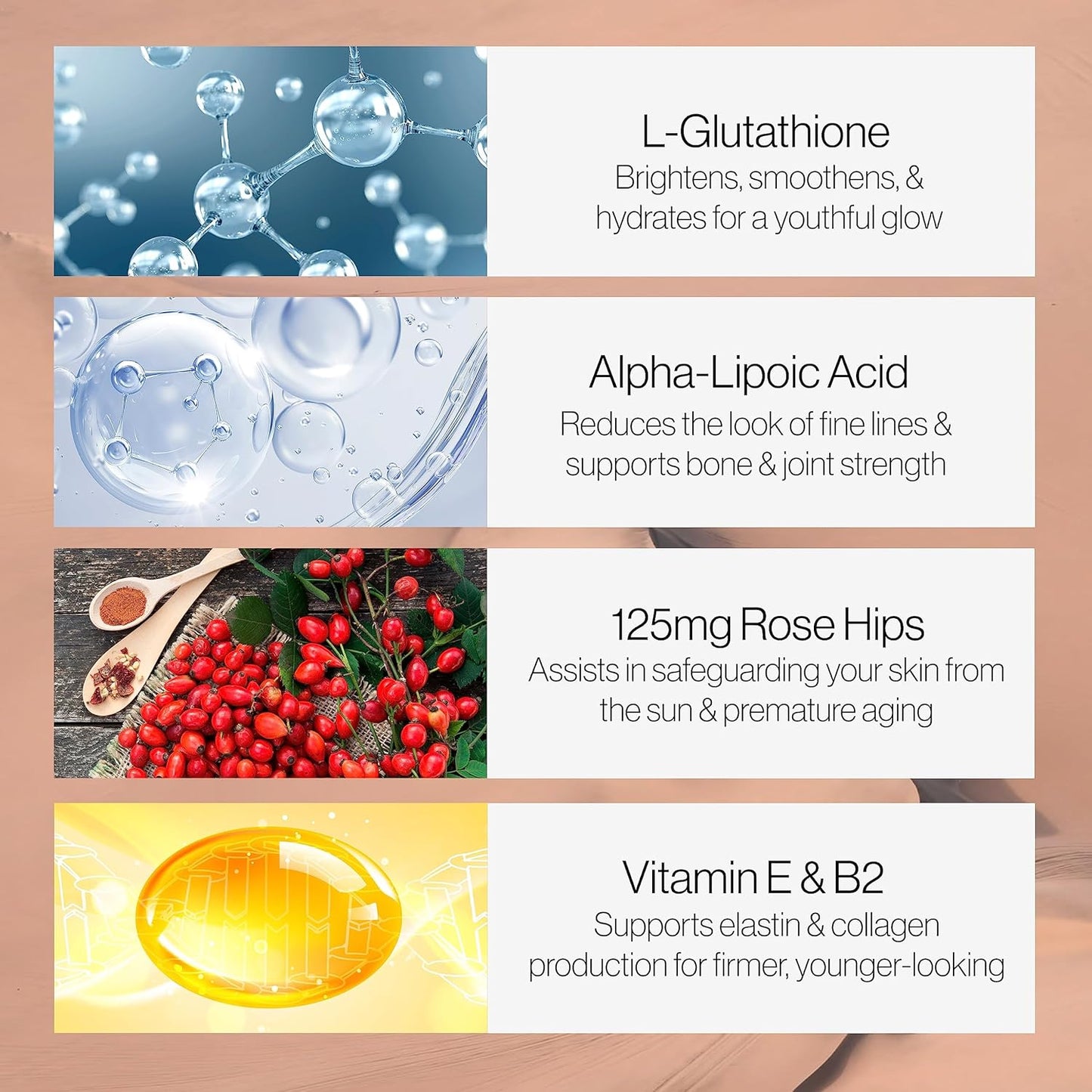 5 Bottles of Relumins Glutathione Complex with Hyaluronic Acid, Alpha Lipoic Acid, Rose HIPS, Riboflavin, & Vitamin E - 90 Veggie Capsules