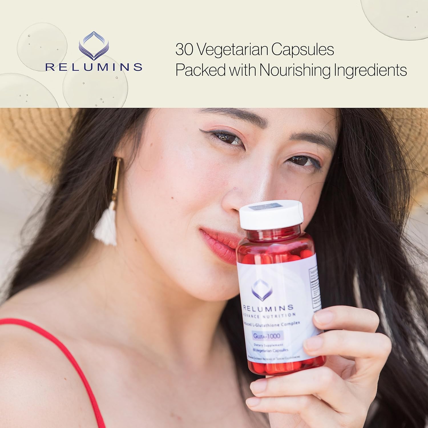5 Bottles of Relumins L-Glutathione Supplement Complex - 1000mg Reduced Glutathione with Alpha Lipoic Acid & Rose Hips Capsules for Skin Brightening & Nourishment