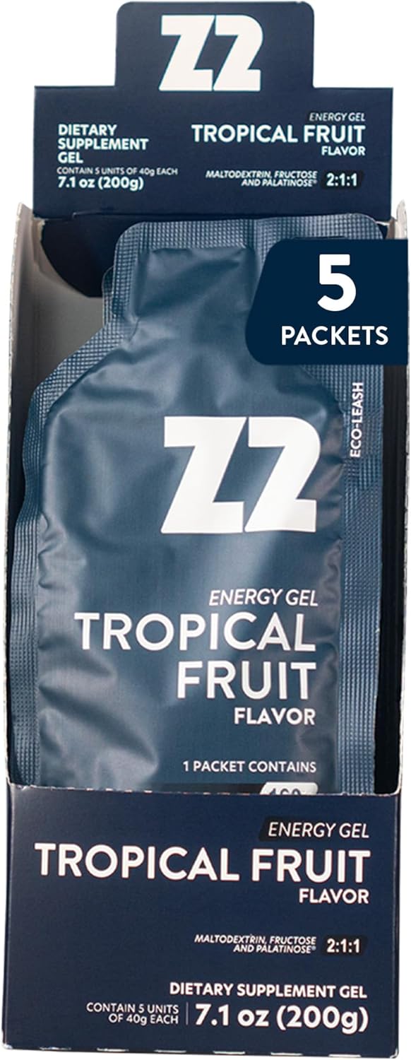 5-Count Pack of Z2 Tropical Fruit Energy Gel Performance for Endurance Boost in Running, Cycling, and Sports