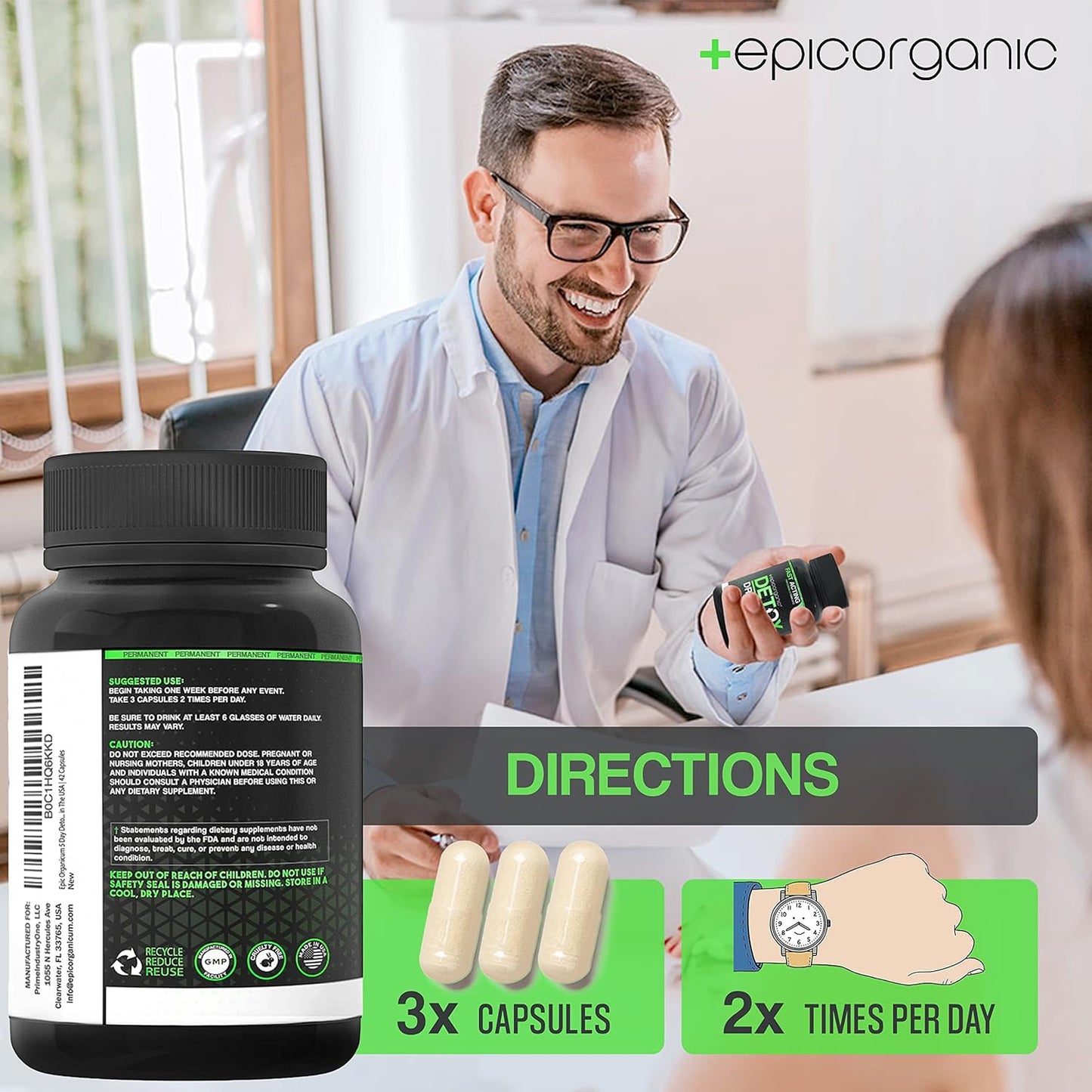 5 Day Organic Detox Cleanse for Colon & Liver | Promotes Healthy Gut Support | Men & Women | Made in USA | 30 Capsules