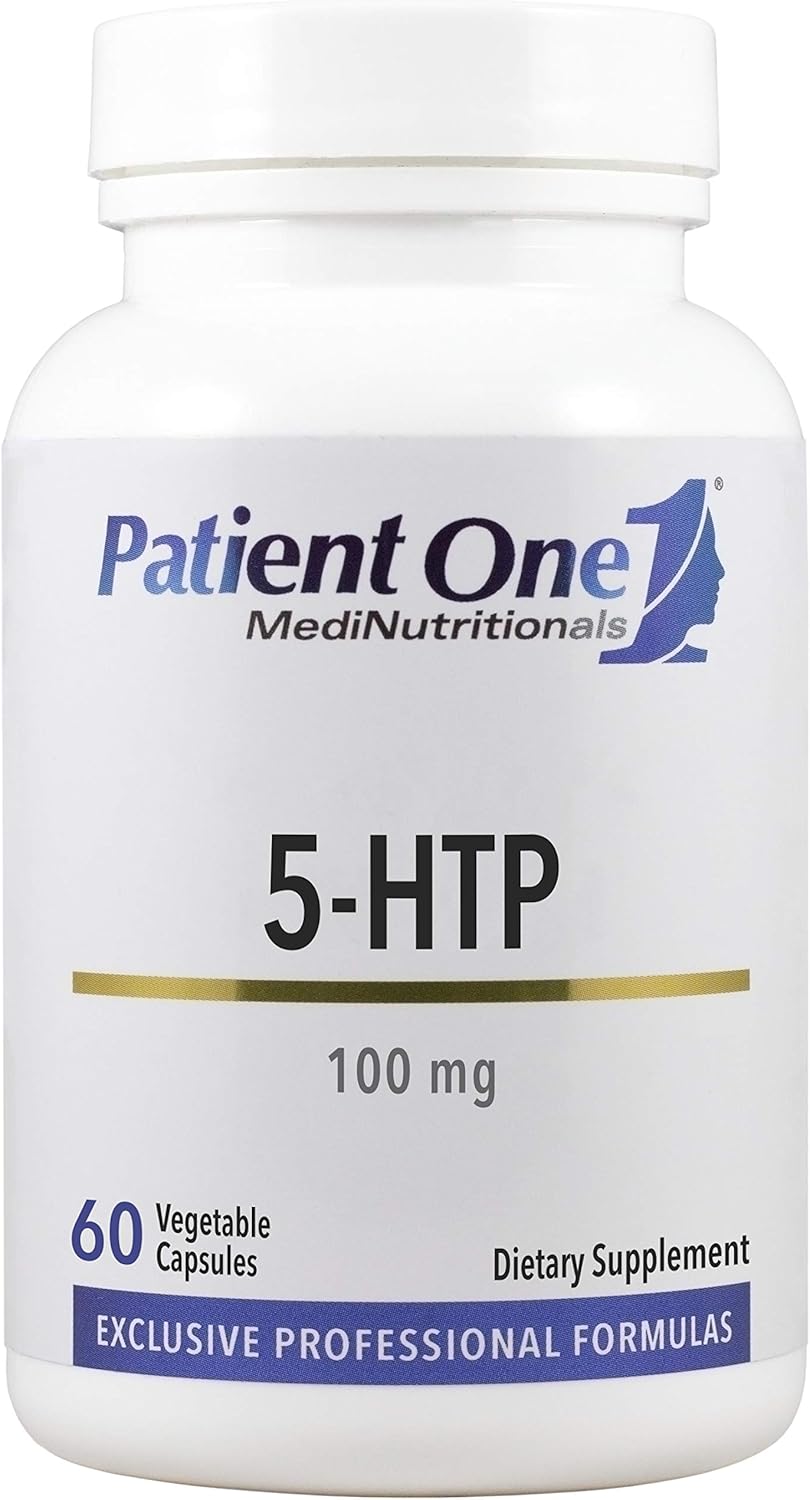 5-HTP 100mg Supplement for Stress, Mood, and Sleep Support - 60 Capsules by Patient One