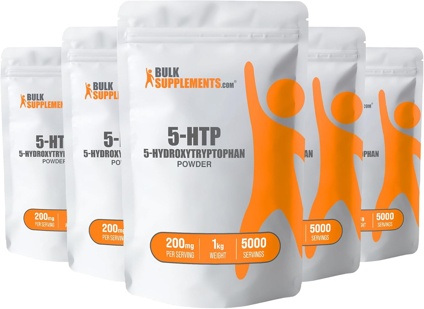 5-HTP Powder 200mg - Mood Support Supplement, Gluten Free - Bulk 5kg (11 lbs), Pack of 5 - 5-Hydroxytryptophan Supplement