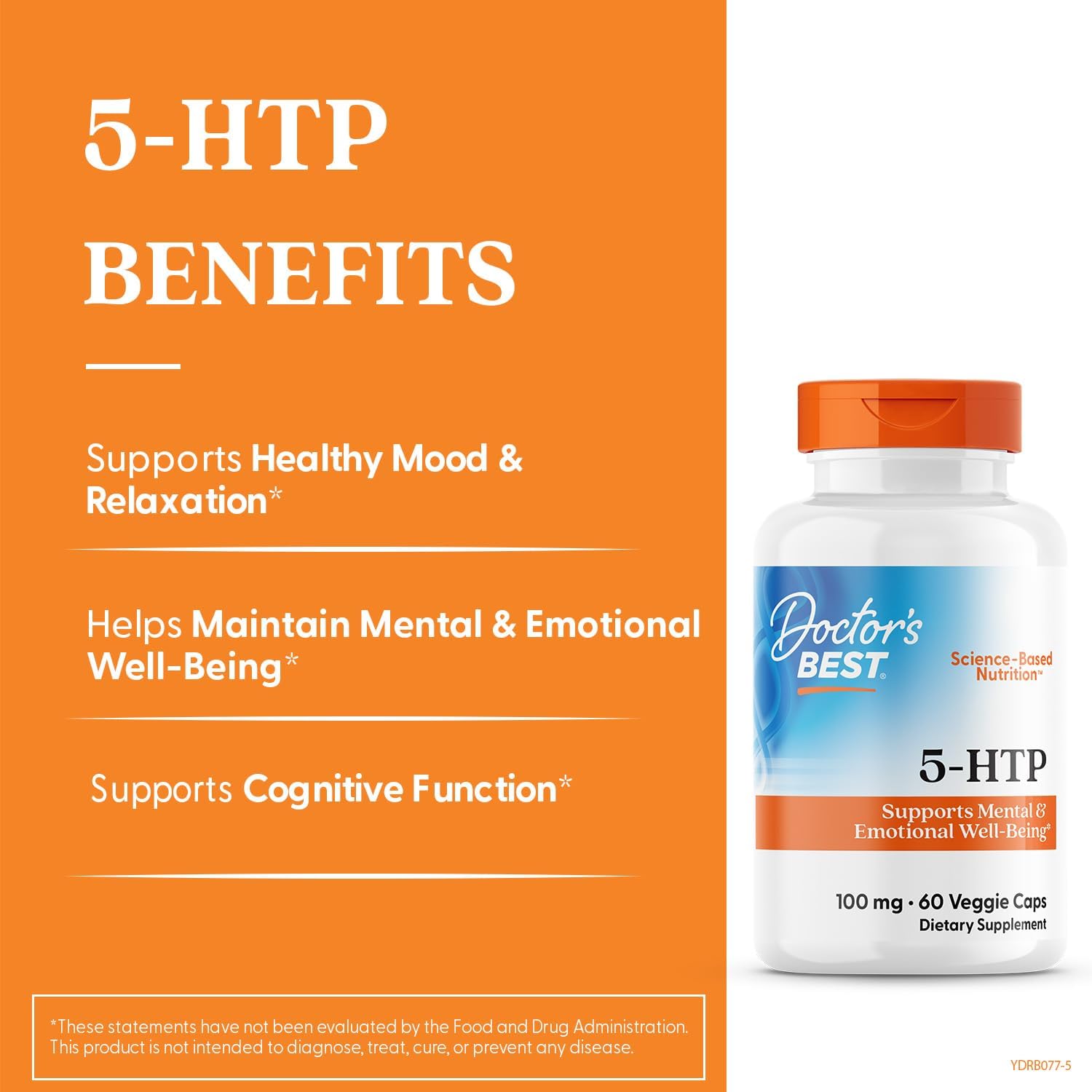 5-HTP Supplement for Mental & Emotional Well-Being - Non-GMO, Gluten Free, Soy Free, Vegan - 60 Capsules by Doctor's BEST