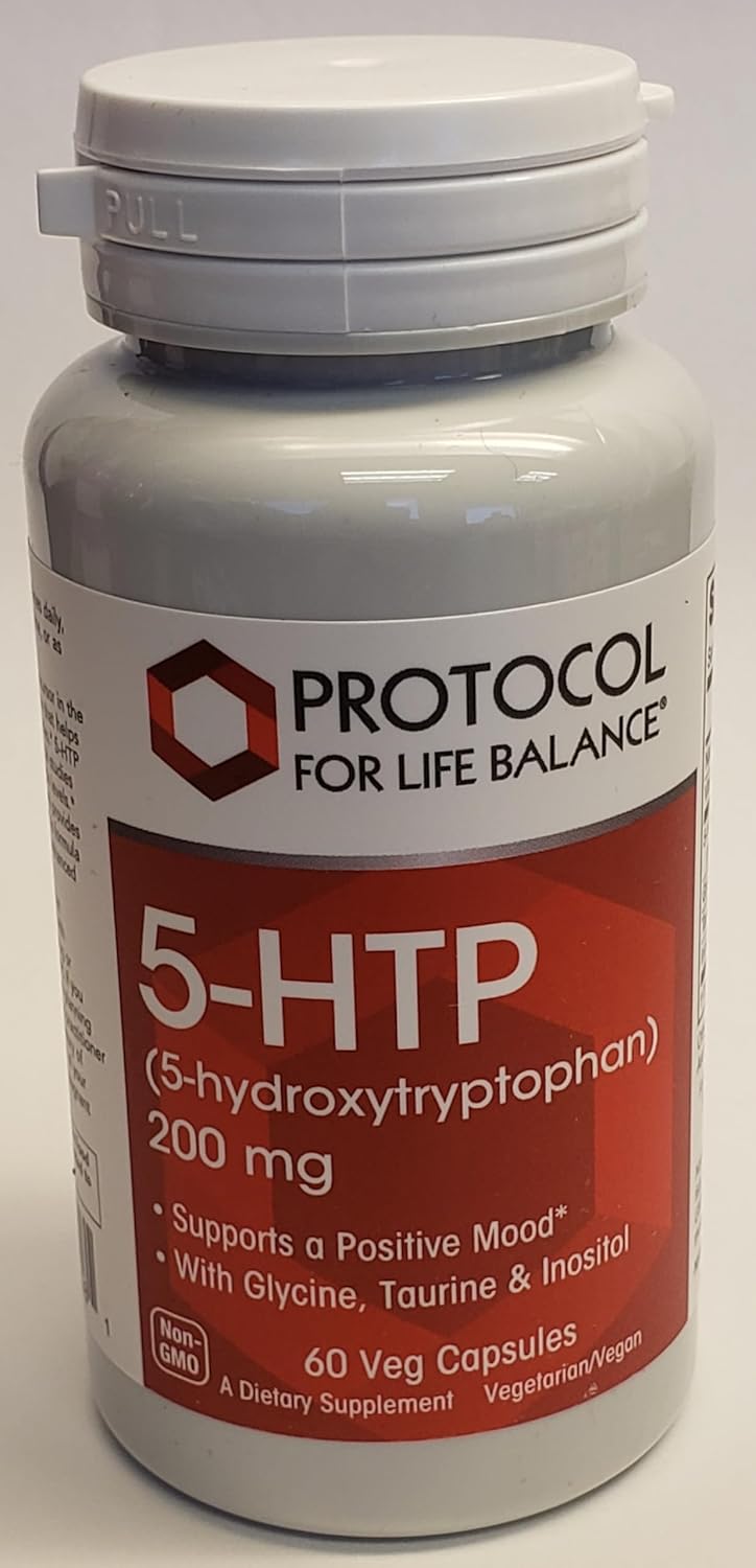 5-HTP Supplement with B Vitamins, Glycine, Taurine & Inositol - Serotonin & Relaxation Support - 60 Veg Caps - Gluten-Free, Dairy-Free, Kosher